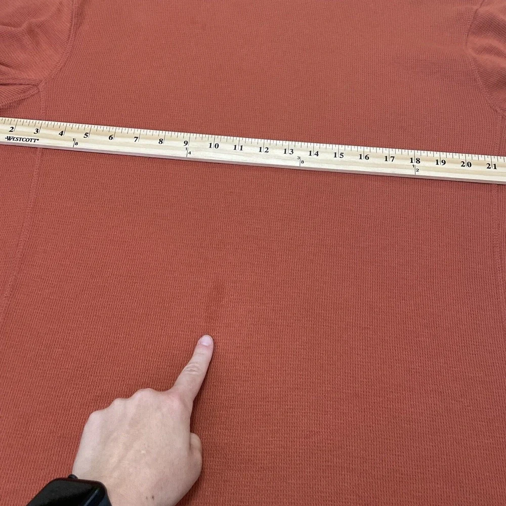 Magellan Mens Size Large Thermal Long Sleeve Shirt Waffle Knit Layering Top Rust